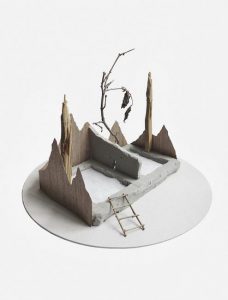 work by former resident artist Jun Zhang at glogauair in 2016, Jun Zhang, Bathhouse model 350mm x 350mm x 260mm 2015